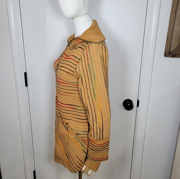 Soft Surroundings Kinsale Bouclé Jacket Top XS Striped Embroidered Cotton Boho - Picture 5 of 12